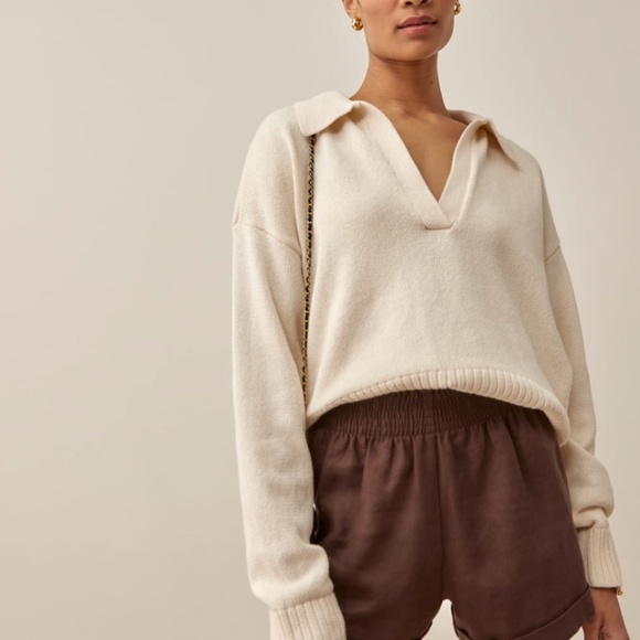 Reformation Brown Elastic Waist Nashville Linen Shorts - Picture 3 of 7